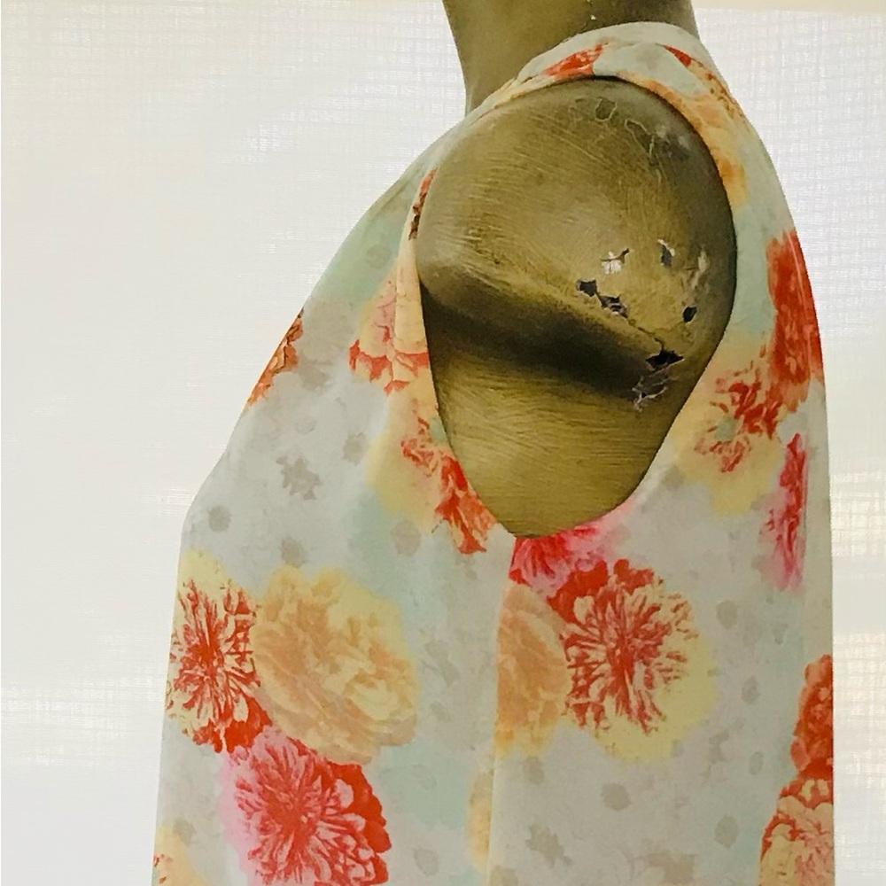 SKIES ARE BLUE Floral Sleeveless TUNIC TOP Size XS (Oversized) - Picture 3 of 8